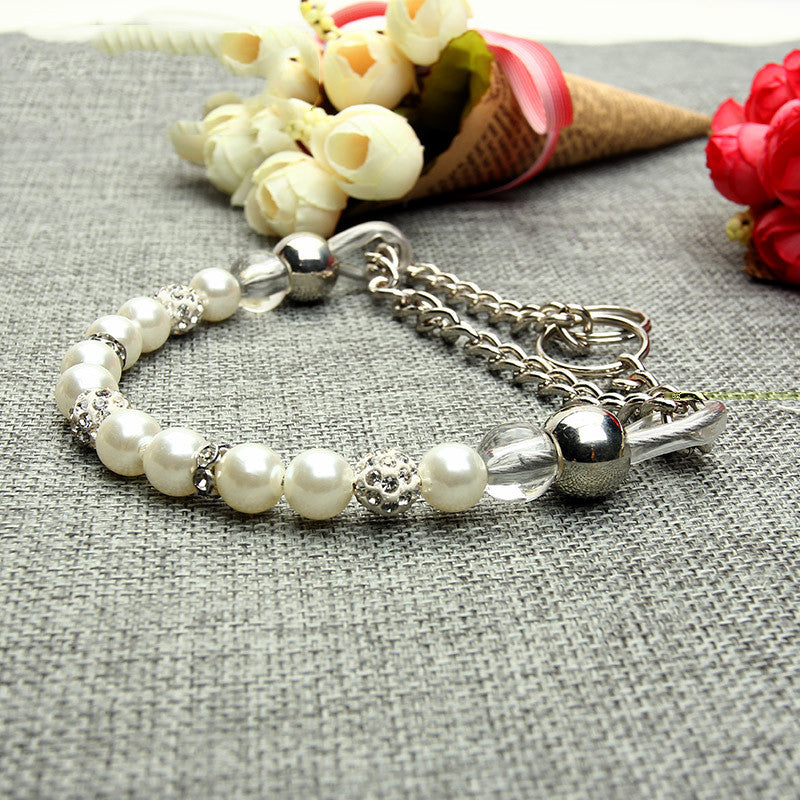 Pearl Pet Collar Rope Leash Fashion Set