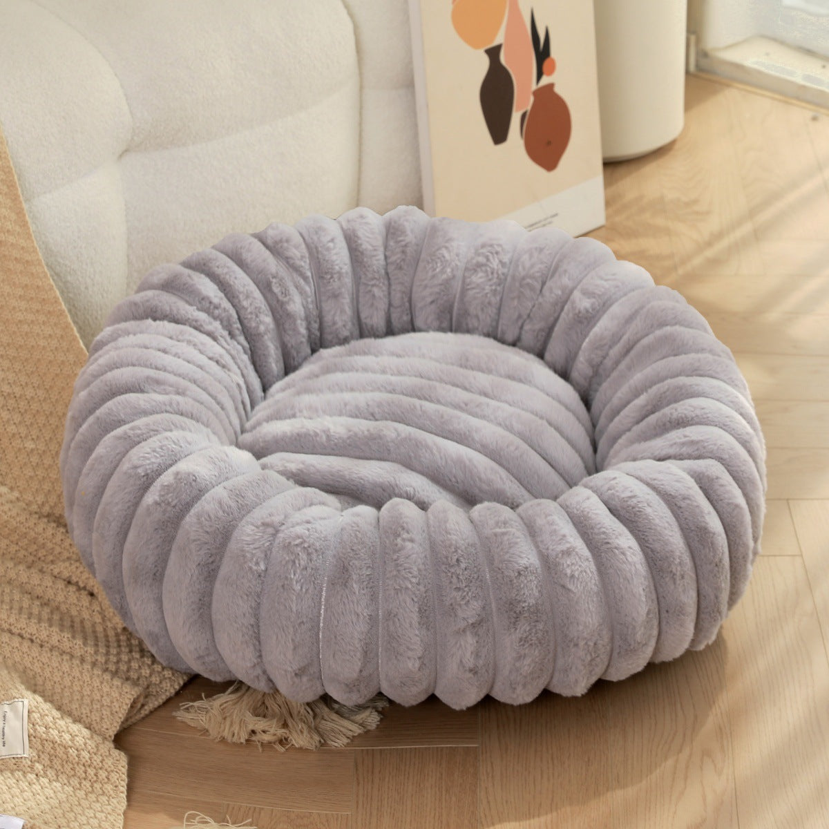 Plush Round Pet Winter Warm Sleeping Nest Kennel Mat