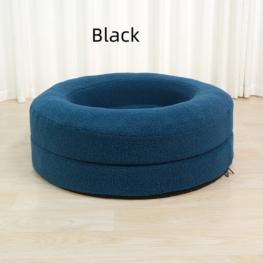 Solid Color Leisure Round Pet Sleeping Bed Nest