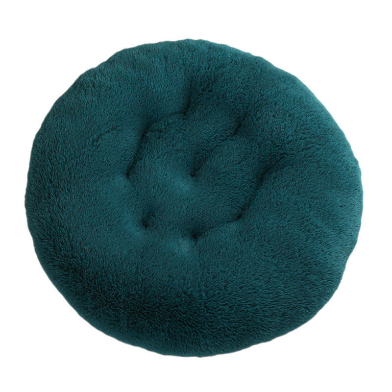 Plush Round Pet Bed Warm Sleep Mat Soft Cat House Set