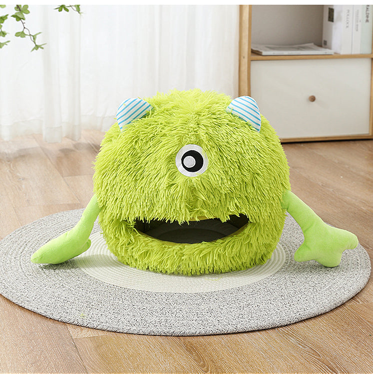 Machine Washable Fluffy Round Pet Calming Plush Sleeping Bed