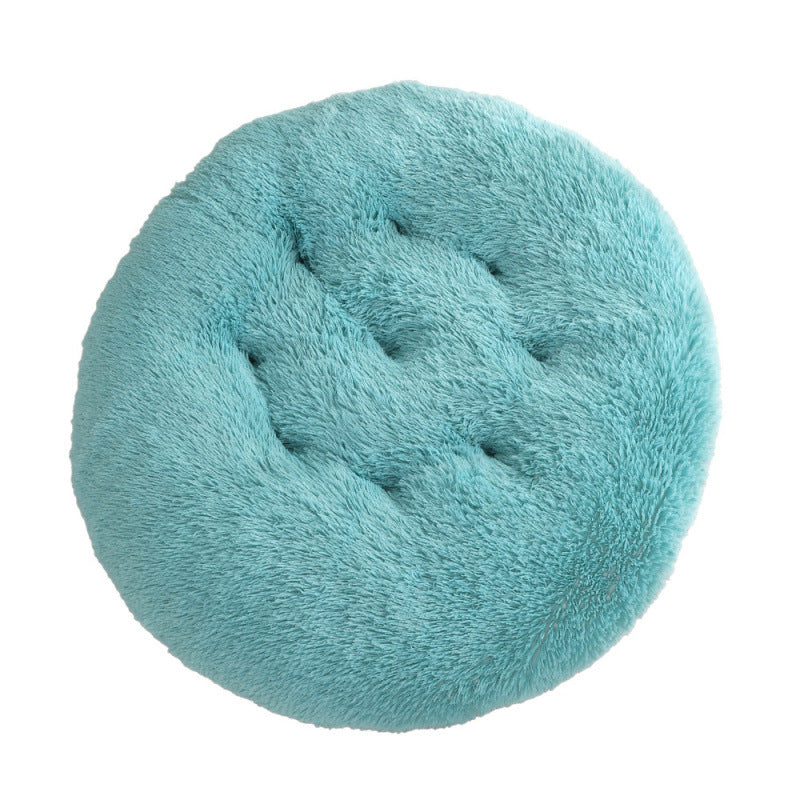 Plush Round Pet Bed Warm Sleep Mat Soft Cat House Set