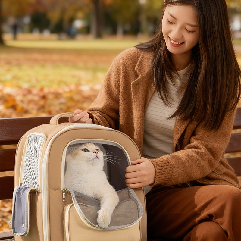 Pet Breathable Carrier Backpack With Mesh Window Travel Bag
