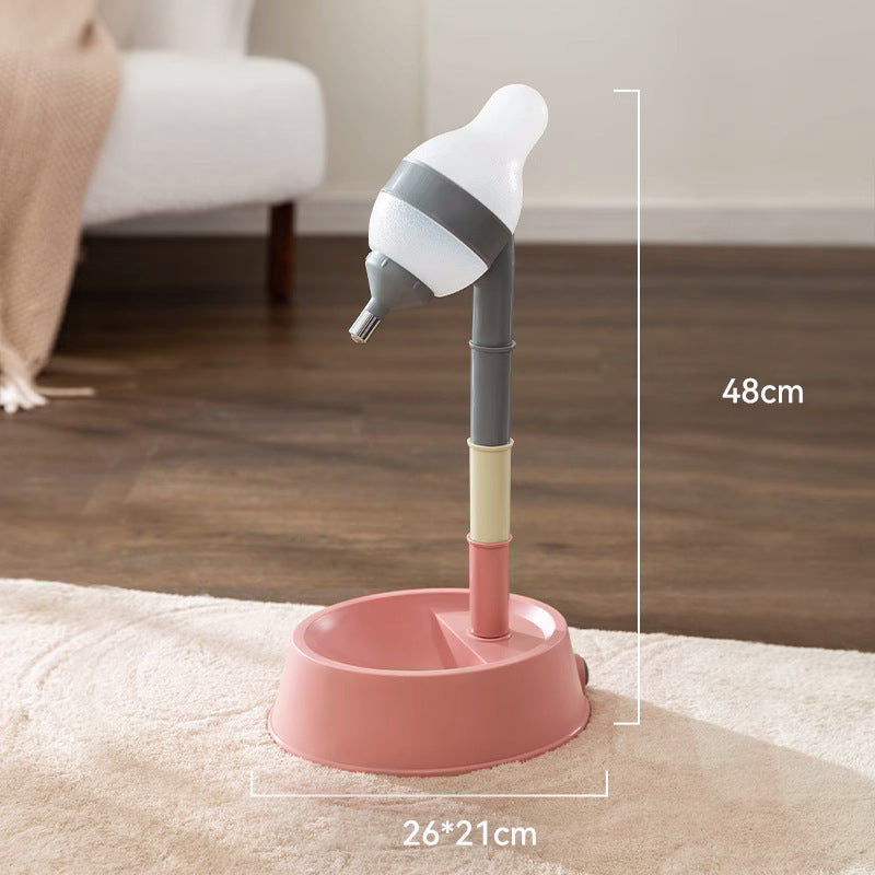 Adjustable Height Pet Standing Water Dispenser Bowl With Detachable Pole