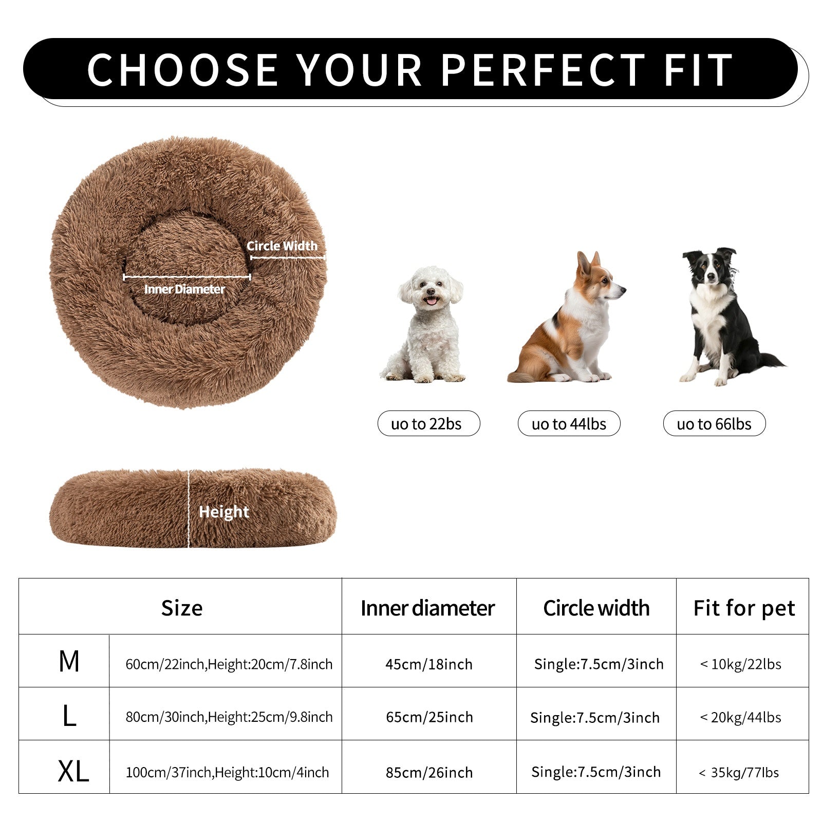 Washable Round Soft Pet Donut Bed Quiet Sleeping Mat