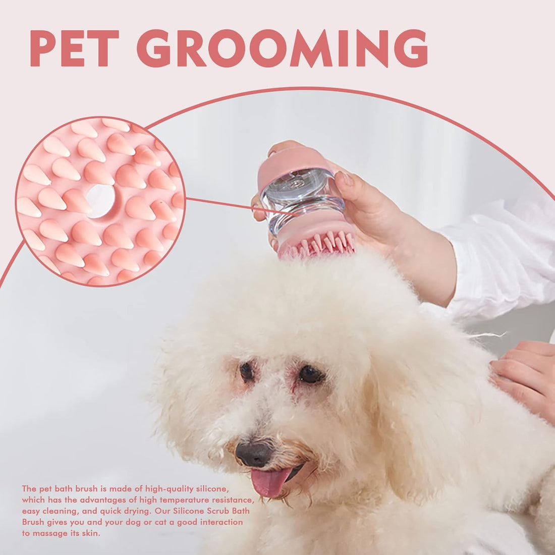 Pet Silicone Bath Grooming Brush Shampoo Dispenser Massage Tool