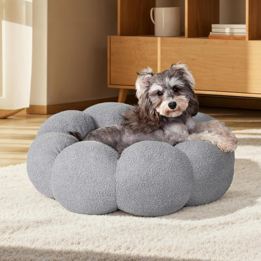 Fluffy Plush Round Pet Calming Donut Sleeping Bed