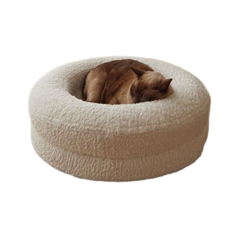 Solid Color Leisure Round Pet Sleeping Bed Nest