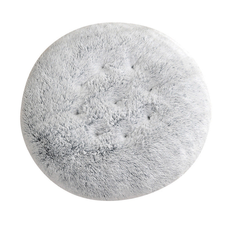 Plush Round Pet Bed Warm Sleep Mat Soft Cat House Set