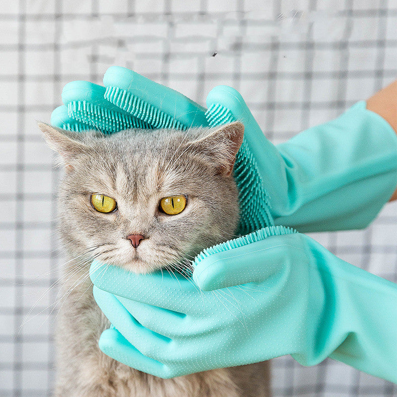 Pet Silicone Grooming Glove Brush For Hair Cleaning And Massage