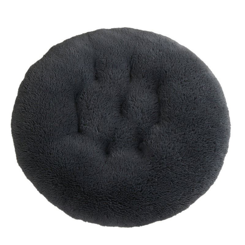 Plush Round Pet Bed Warm Sleep Mat Soft Cat House Set