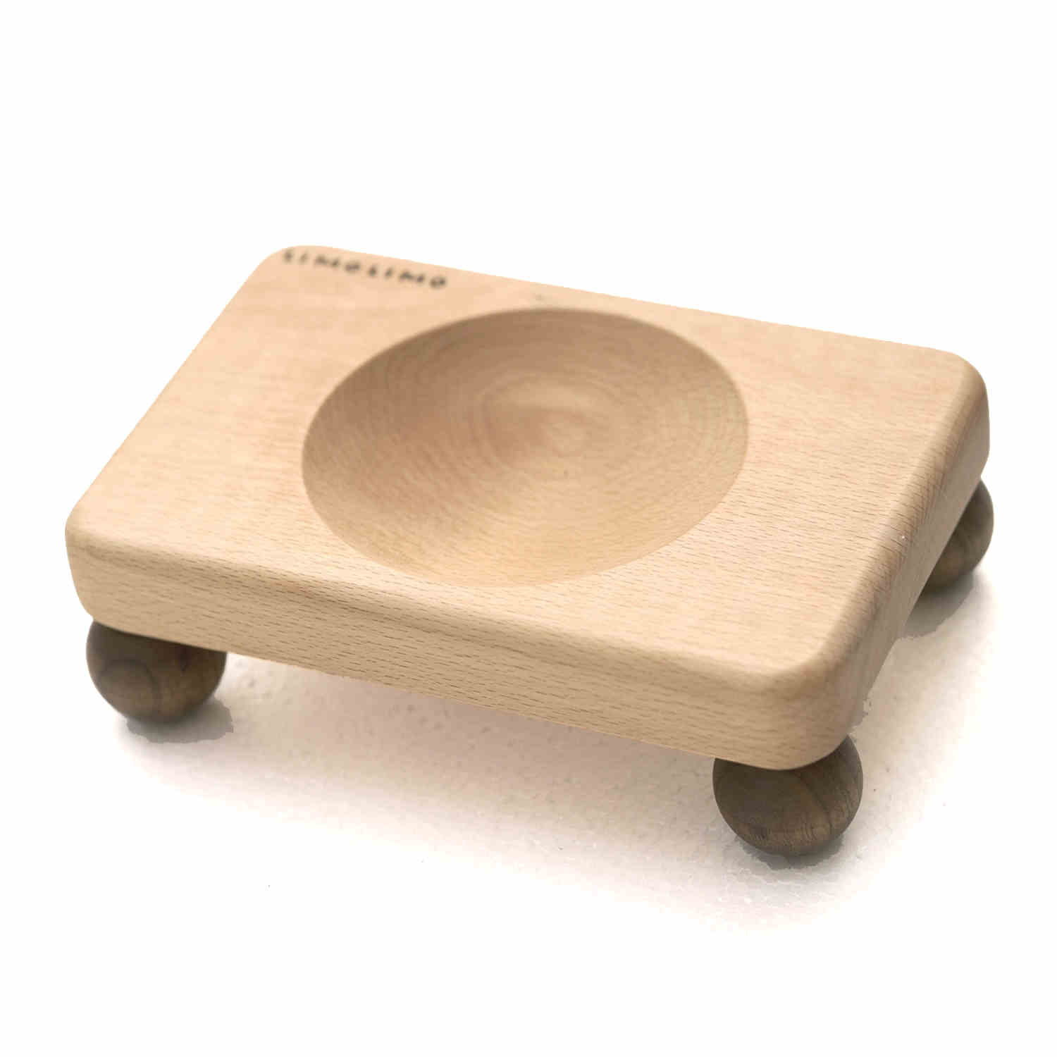 Solid Wood Pet Bowl With Ceramic Feeding Dish