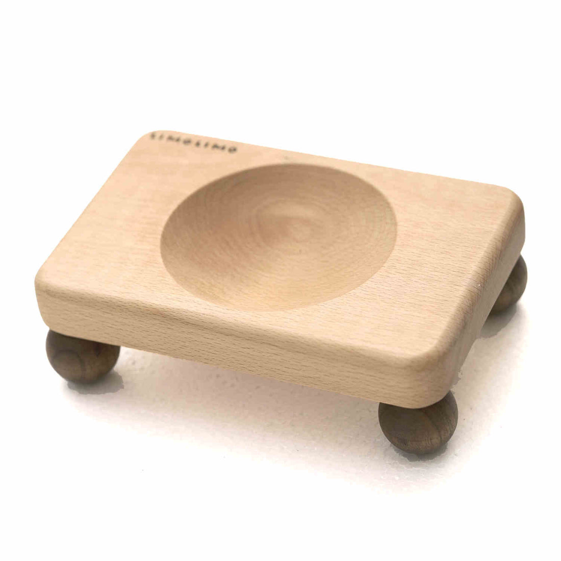 Solid Wood Pet Bowl With Ceramic Feeding Dish