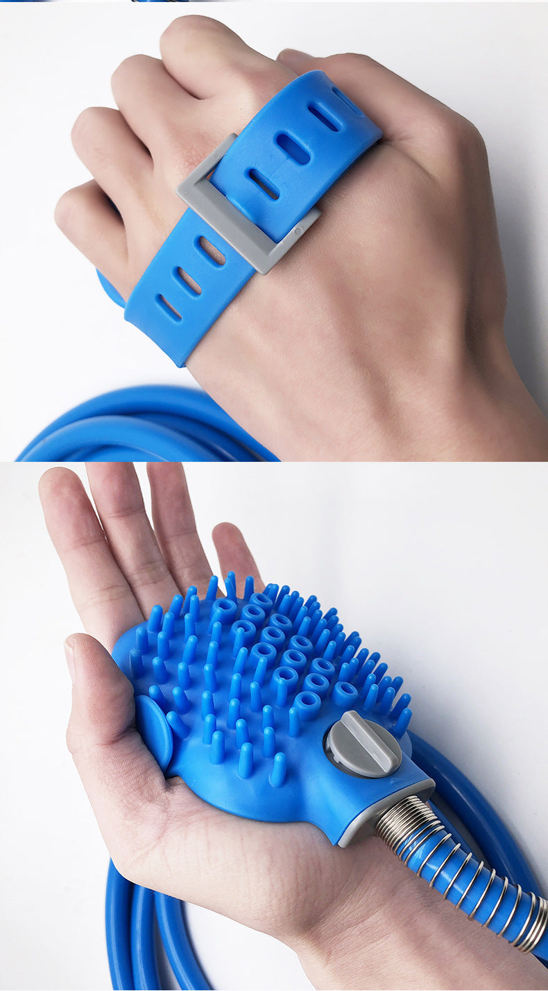 Pet Bathing Gloves With Silicone Nozzle Shower Brush Grooming Tool
