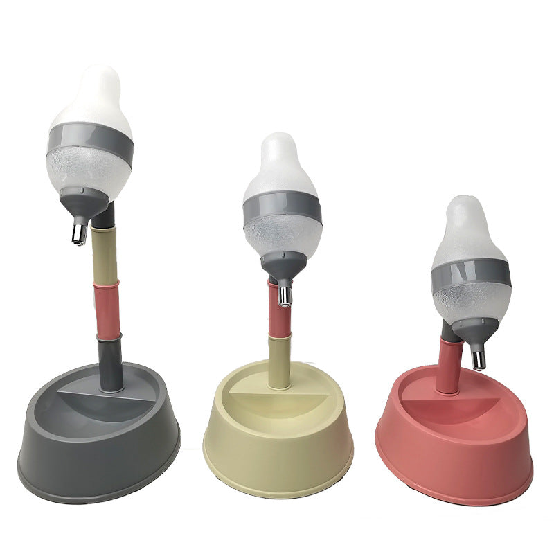 Adjustable Height Pet Standing Water Dispenser Bowl With Detachable Pole