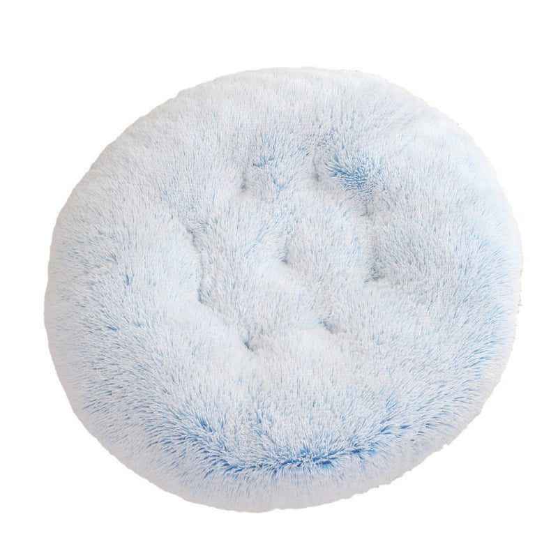 Plush Round Pet Bed Warm Sleep Mat Soft Cat House Set