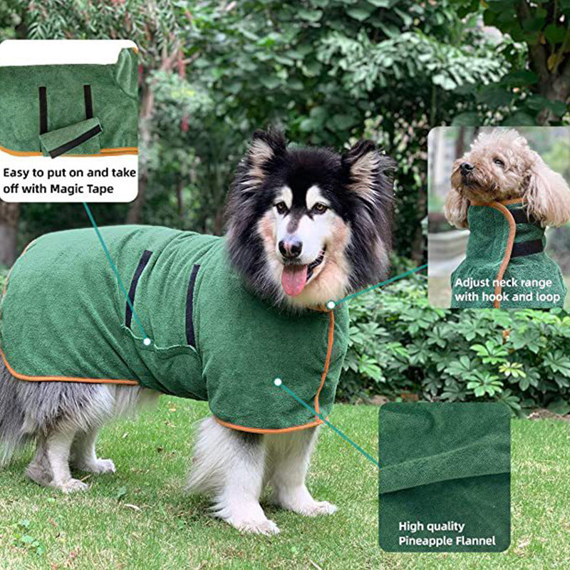 Pet Microfiber Bathrobe Towel Fast Drying Grooming Coat