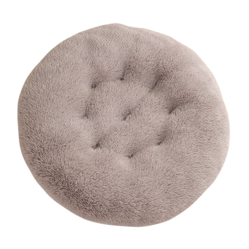 Plush Round Pet Bed Warm Sleep Mat Soft Cat House Set