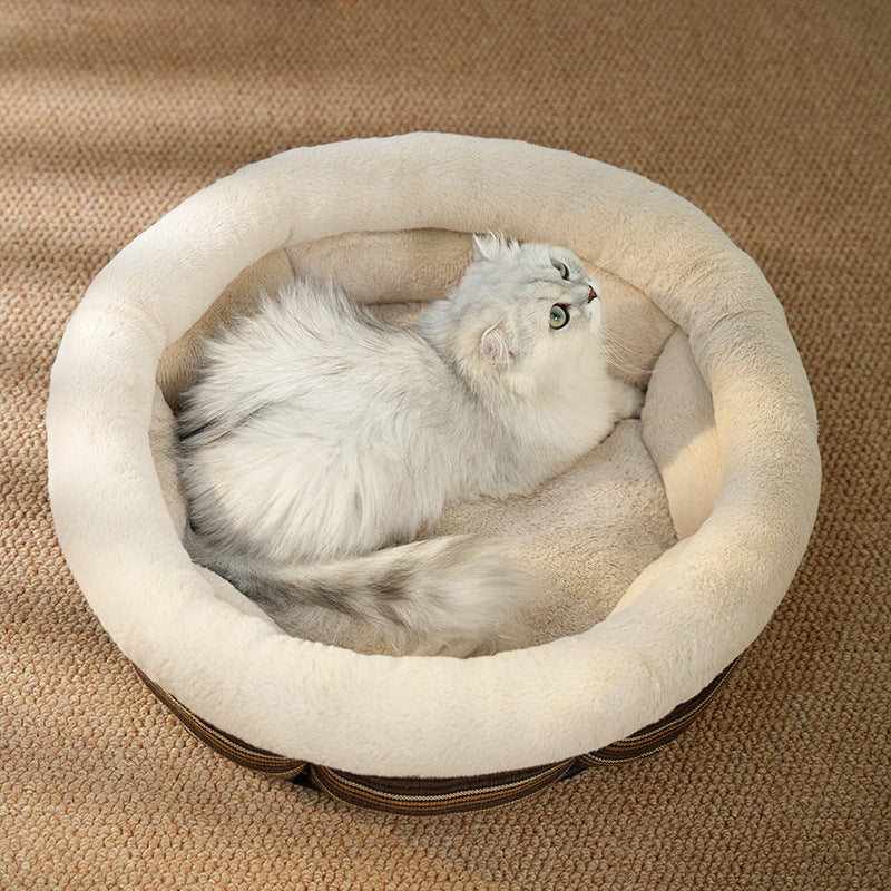 Linen Round Non Slip Pet Sleeping Mat Nest Bed