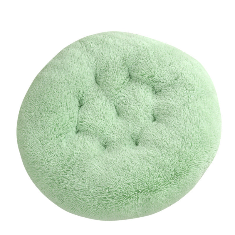 Plush Round Pet Bed Warm Sleep Mat Soft Cat House Set