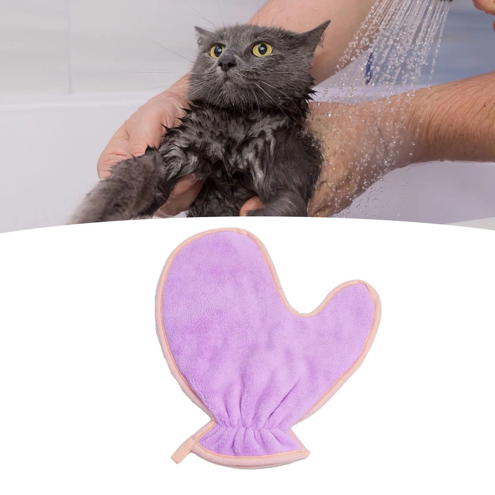 Pet Double Sided Absorbent Bath Towel Soft Cleaning Gloves