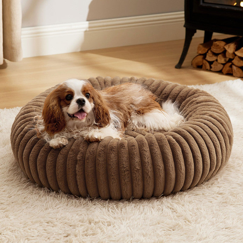 Plush Round Pet Winter Warm Fur Sleeping Mat Bed