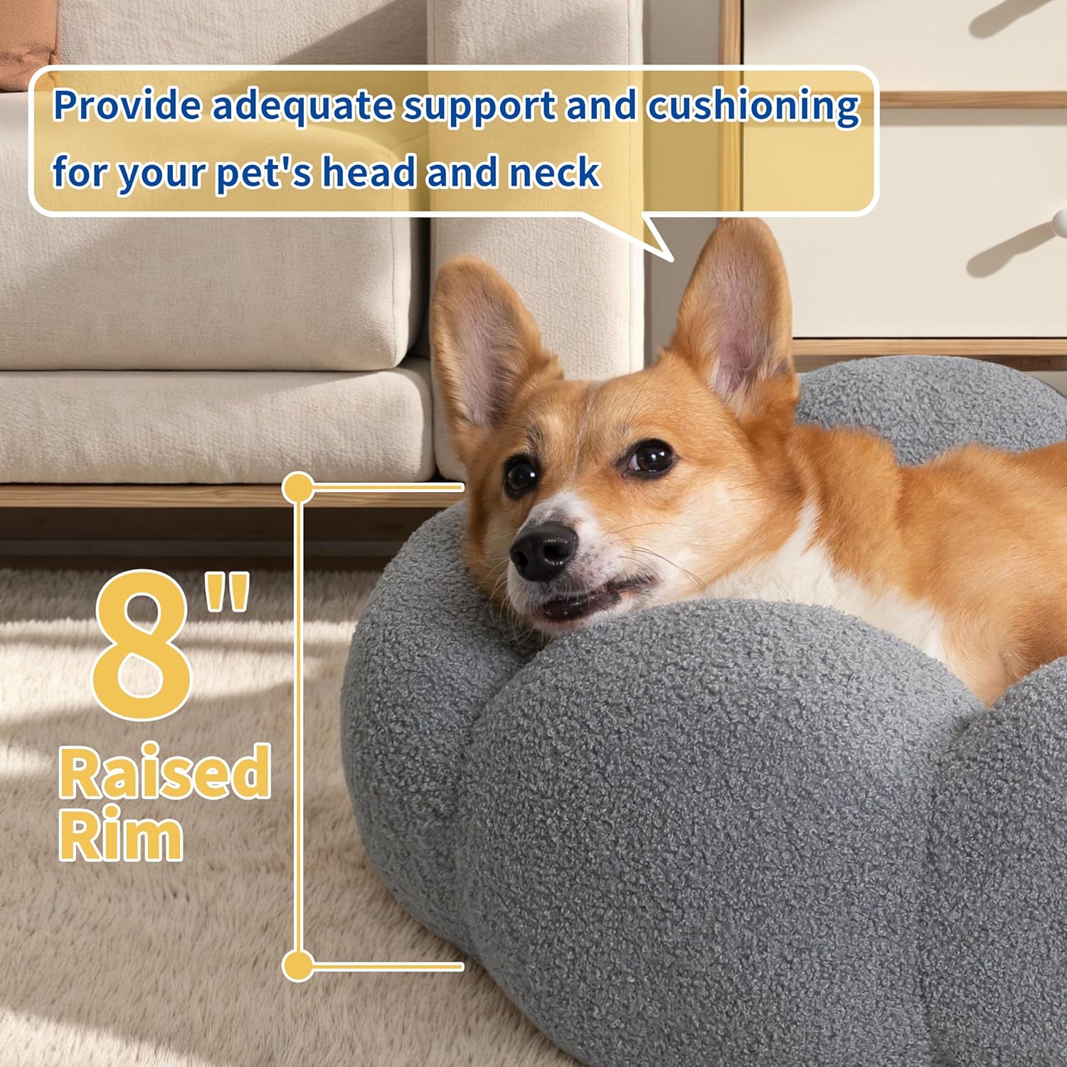 Fluffy Plush Round Pet Calming Donut Sleeping Bed