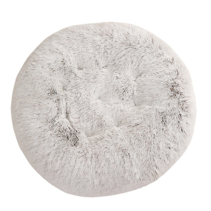 Plush Round Pet Bed Warm Sleep Mat Soft Cat House Set