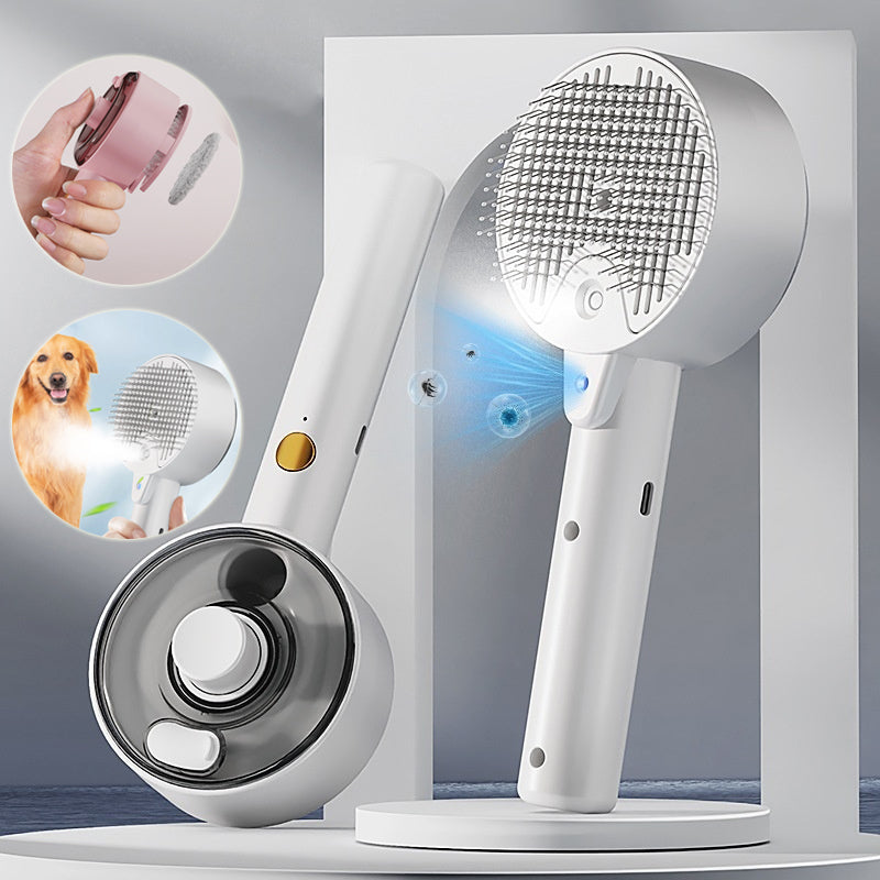 Pet Self Cleaning Steam Grooming Brush Hair Removal Tool