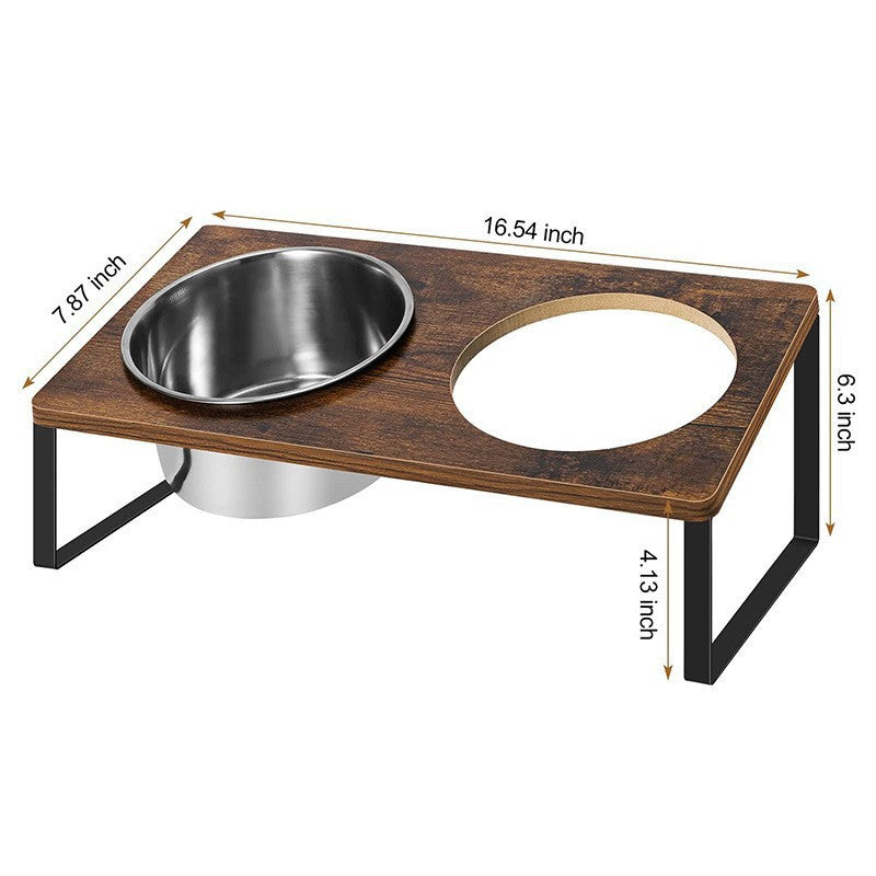 Wood And Iron Pet Feeding Rack With Bowl Stand