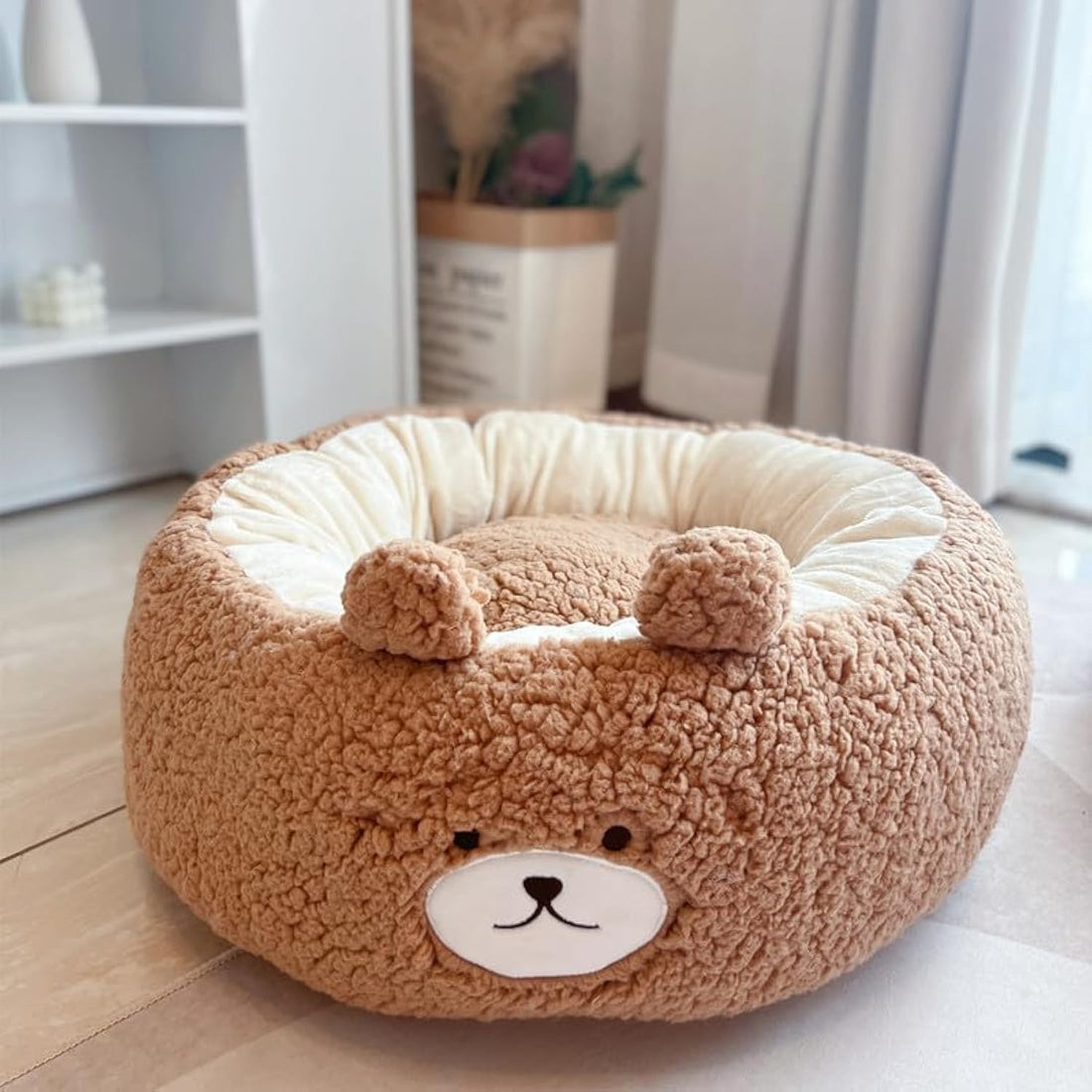 Cartoon Plush Round Pet All Season Sleeping Bed Cushion Nest