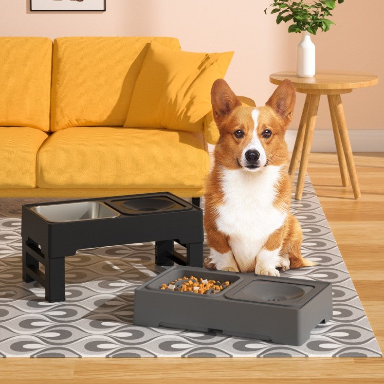 Adjustable Height Double Stainless Steel Pet Feeding Bowl